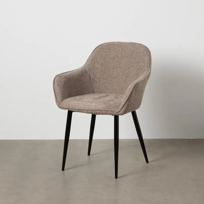 Scaune - Scaune taupe tapițate cu brațe – set 2 bucăți, design curbat horeca