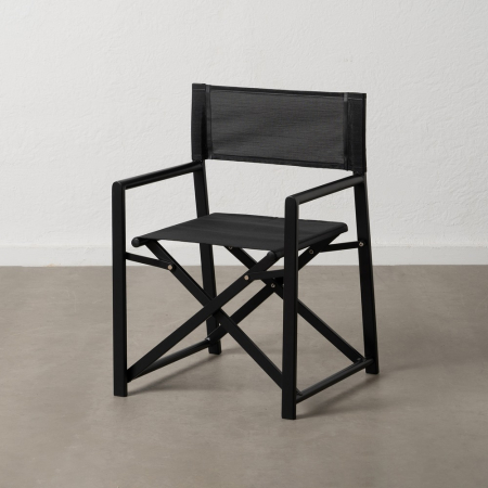 Scaune Pliabile - Set scaune regizor negre aluminiu si textilena|Scaune moderne pentru exterior