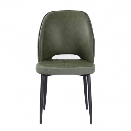 Scaune verde oliv Bouton cu piele ecologică și boucle [4]