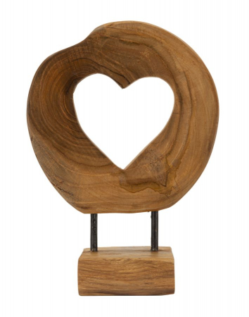 Statuete si Sculpturi - Sculptură decorativă lemn teak cu inimă decupată – imagine principală – Hasi
