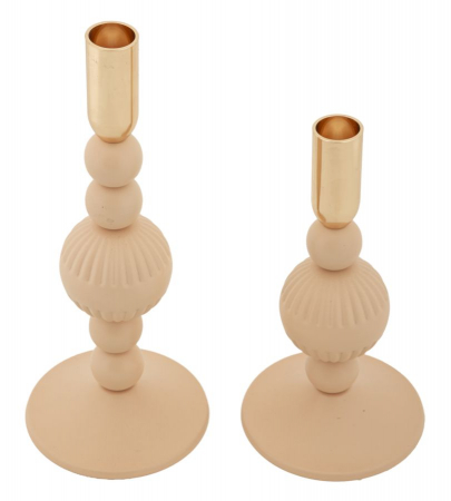 Sfeșnice decorative metalice roz cu sfere – set 2 – Aster [1]