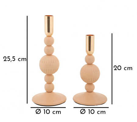 Sfeșnice decorative metalice roz cu sfere – set 2 – Aster [4]