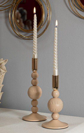 Sfeșnice decorative metalice roz cu sfere – set 2 – Aster [3]