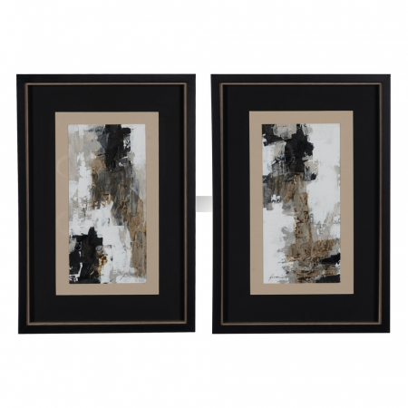 Decoratiuni perete - Tablouri mici pictate manual pentru decor contemporan|Set decorativ abstract cu efect artistic