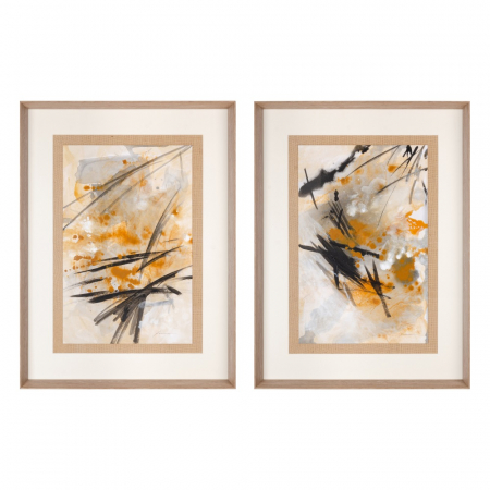 Decoratiuni perete - Set tablouri abstracte rame lemn pictura manuala