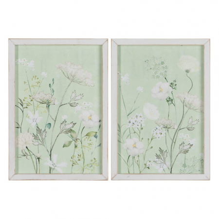 Tablouri - tablouri anemone flori alb-verde pastel ramă albă
