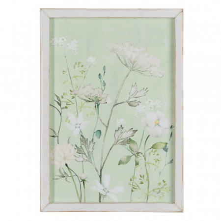 tablouri anemone flori alb-verde pastel ramă albă [1]