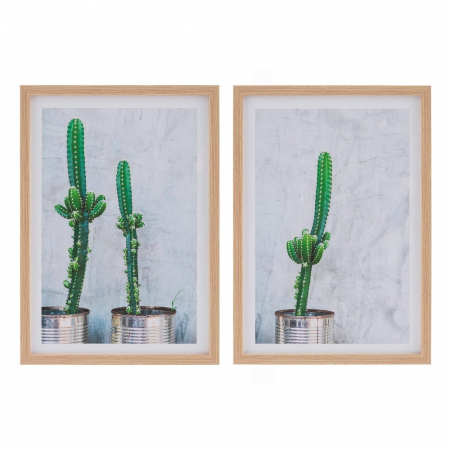 Tablouri - tablouri cactusi realist beton rama lemn natur