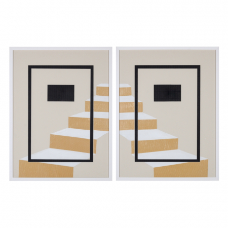 Decoratiuni perete - Set tablouri geometrice bej negru abstracte