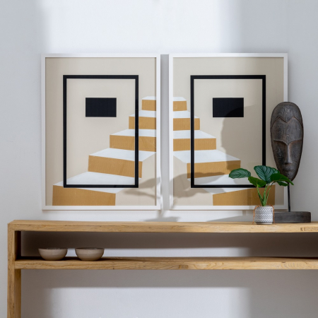 Set tablouri geometrice bej negru abstracte [1]