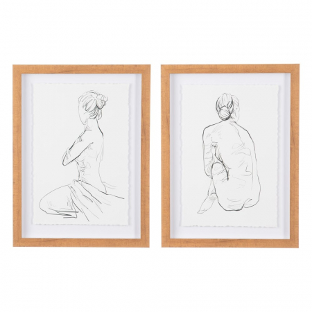 Tablouri - tablouri nud schiță rame lemn natur 30x40cm