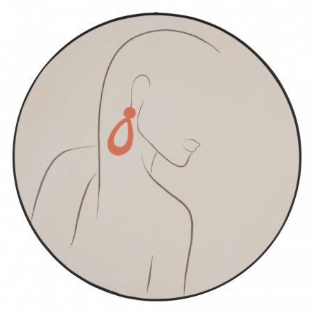 Set de 2 tablouri rotunde minimaliste cu siluete feminine, ramă neagră [1]