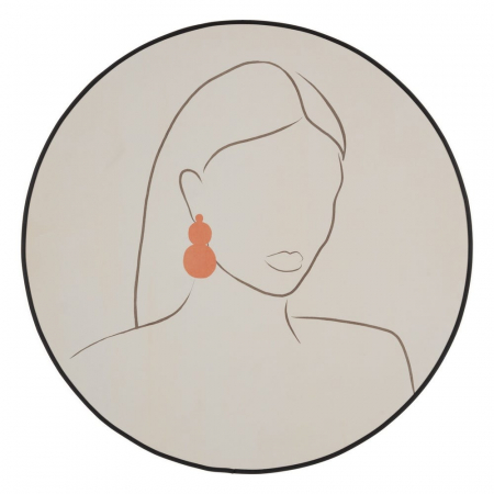 Set de 2 tablouri rotunde minimaliste cu siluete feminine, ramă neagră [2]