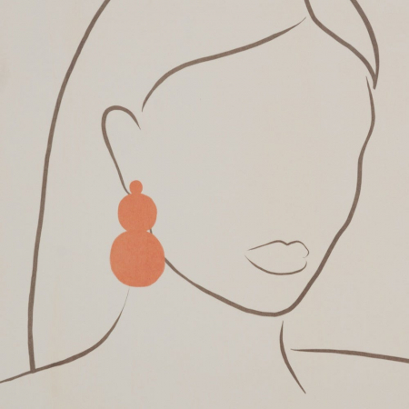 Set de 2 tablouri rotunde minimaliste cu siluete feminine, ramă neagră [5]