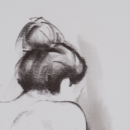 Set de 2 tablouri monocrome canvas siluete feminine, format vertical [4]