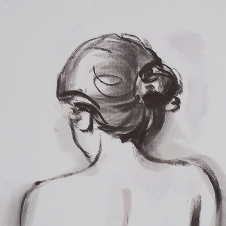 Set de 2 tablouri monocrome canvas siluete feminine, format vertical [3]