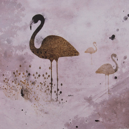 tablouri flamingo roz gri accente aurii rame negre 50x70cm [6]