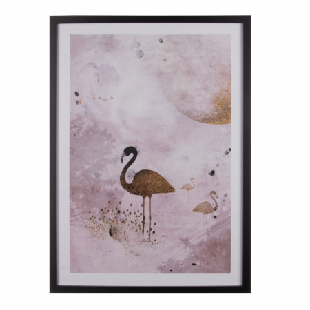 tablouri flamingo roz gri accente aurii rame negre 50x70cm [2]