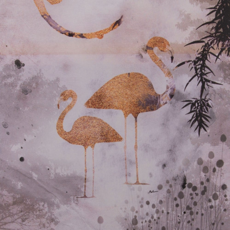 tablouri flamingo roz gri accente aurii rame negre 50x70cm [4]