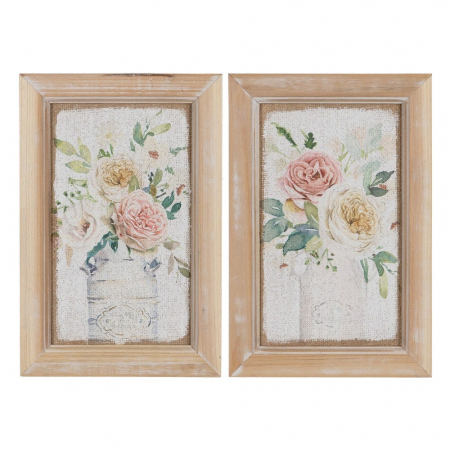 Tablouri - tablouri flori pastel boho chic cu ramă natur 20x30 cm
