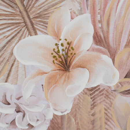 Set de 2 tablouri florale verticale roz pastel pictate manual, rame aurii [4]