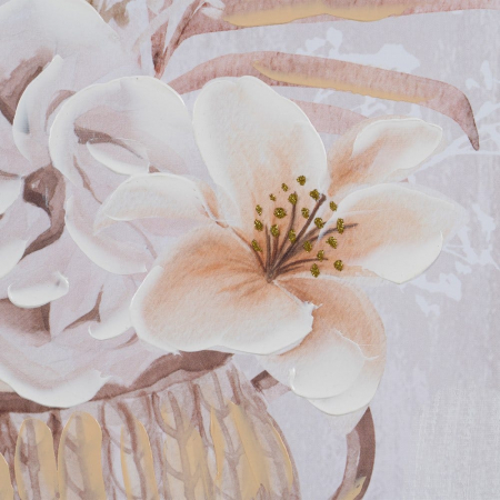 Set de 2 tablouri florale verticale roz pastel pictate manual, rame aurii [6]