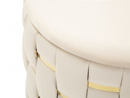 Taburet decorativ modern crem cu spațiu de depozitare și detalii aurii Shanty [5]