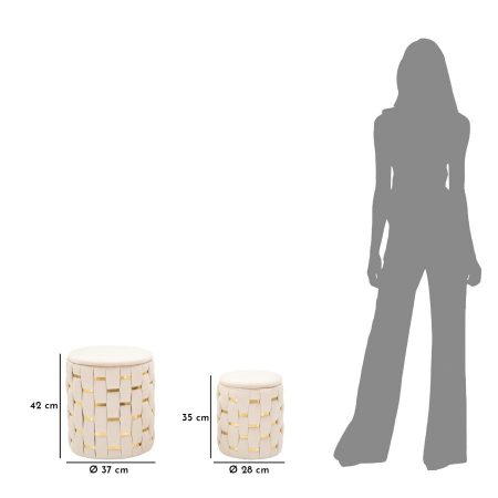 Taburet decorativ modern crem cu spațiu de depozitare și detalii aurii Shanty [9]