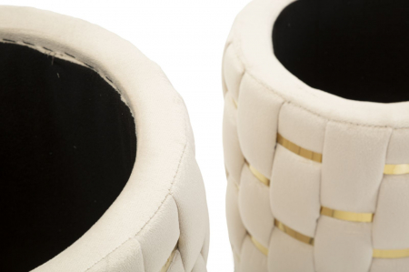 Taburet decorativ modern crem cu spațiu de depozitare și detalii aurii Shanty [7]