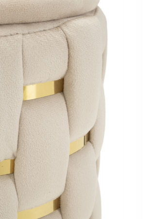 Taburet decorativ modern crem cu spațiu de depozitare și detalii aurii Shanty [4]