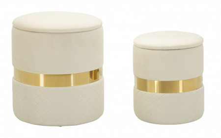 Taburete si pufuri - Set 2 taburete crem Sheffield