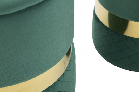 Taburet depozitare modern verde catifea cu detaliu auriu, model Sheffield [2]