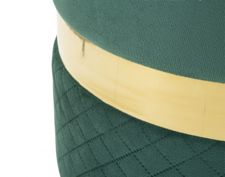 Taburet depozitare modern verde catifea cu detaliu auriu, model Sheffield [4]