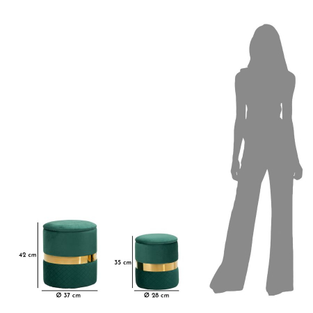 Taburet depozitare modern verde catifea cu detaliu auriu, model Sheffield [8]