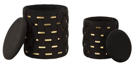 Taburet decorativ modern negru cu spațiu de depozitare și detalii aurii Shanty [6]