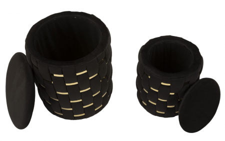 Taburet decorativ modern negru cu spațiu de depozitare și detalii aurii Shanty [3]