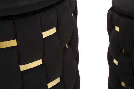 Taburet decorativ modern negru cu spațiu de depozitare și detalii aurii Shanty [2]