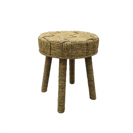Taburete si pufuri - Set de 2 taburete rotunde din sfoară naturală cu structură lemn – vedere de sus