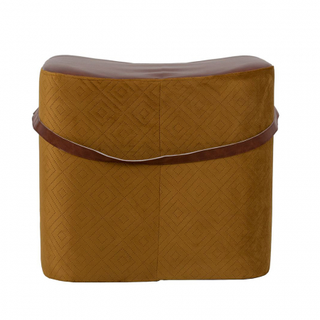 Taburete si pufuri - Set 2 taburete catifea aurii cu curea decor cowboy