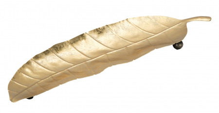 Set de două tăvi decorative Foglia Long din metal auriu [2]