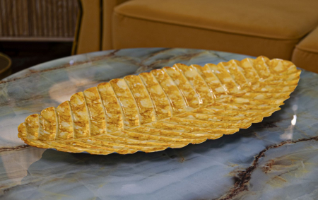 Tăvi decorative metalice galbene în formă de frunză – imagine principală – Drop Yellow [6]