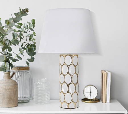 Set 2 veioze din ceramică albă cu detalii aurii – Glam Carv 34,5 × 56 cm [4]