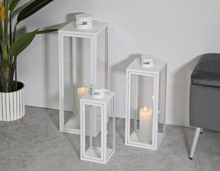 Set 3 felinare albe | Decor versatil interior-exterior | CreativDeco [1]