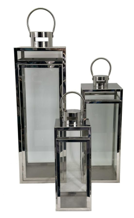 Obiecte decorative - Set 3 felinare argintii | Decor modern living | CreativDeco