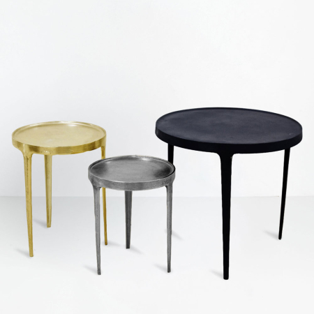 Mobilier - Set de 3 măsuțe laterale rotunde din aluminiu negru auriu și argintiu