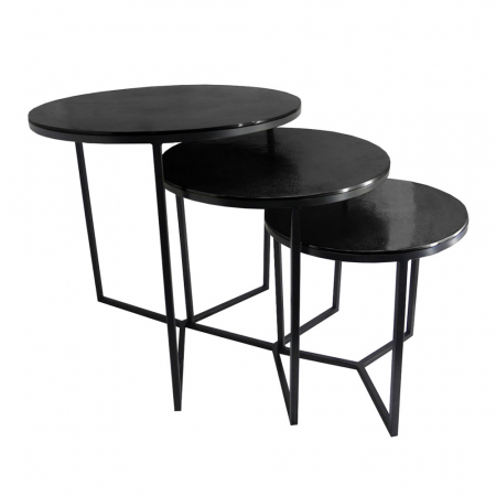 Mobilier - Mese laterale negre Aluin din aluminiu – set de 3 piese