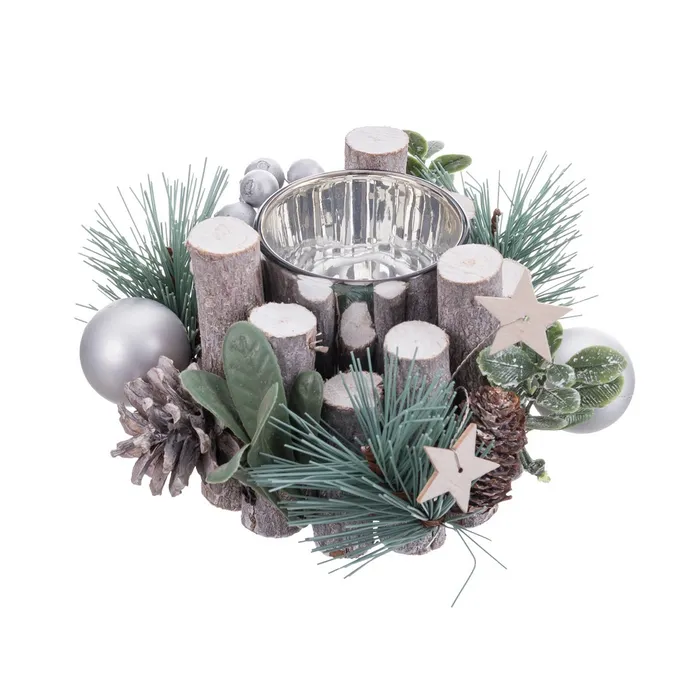 Set suporturi lumânări fibre naturale Crăciun|Decoruri festive rustice Obiecte decorative - Set suporturi lumânări fibre naturale Crăciun|Decoruri festive rustice