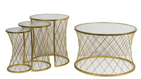Masute Cafea - Set masute aurii stivuibile | Solutii spatii mici CreativDeco