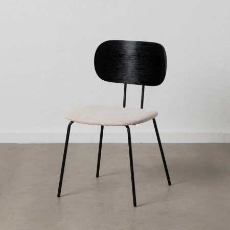 Set scaune alb-negru stofa si metal|Scaune sofisticate pentru interioare moderne