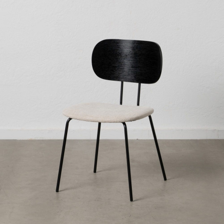 Scaune in Stil Modern - Set scaune alb-negru stofa si metal|Scaune sofisticate pentru interioare moderne